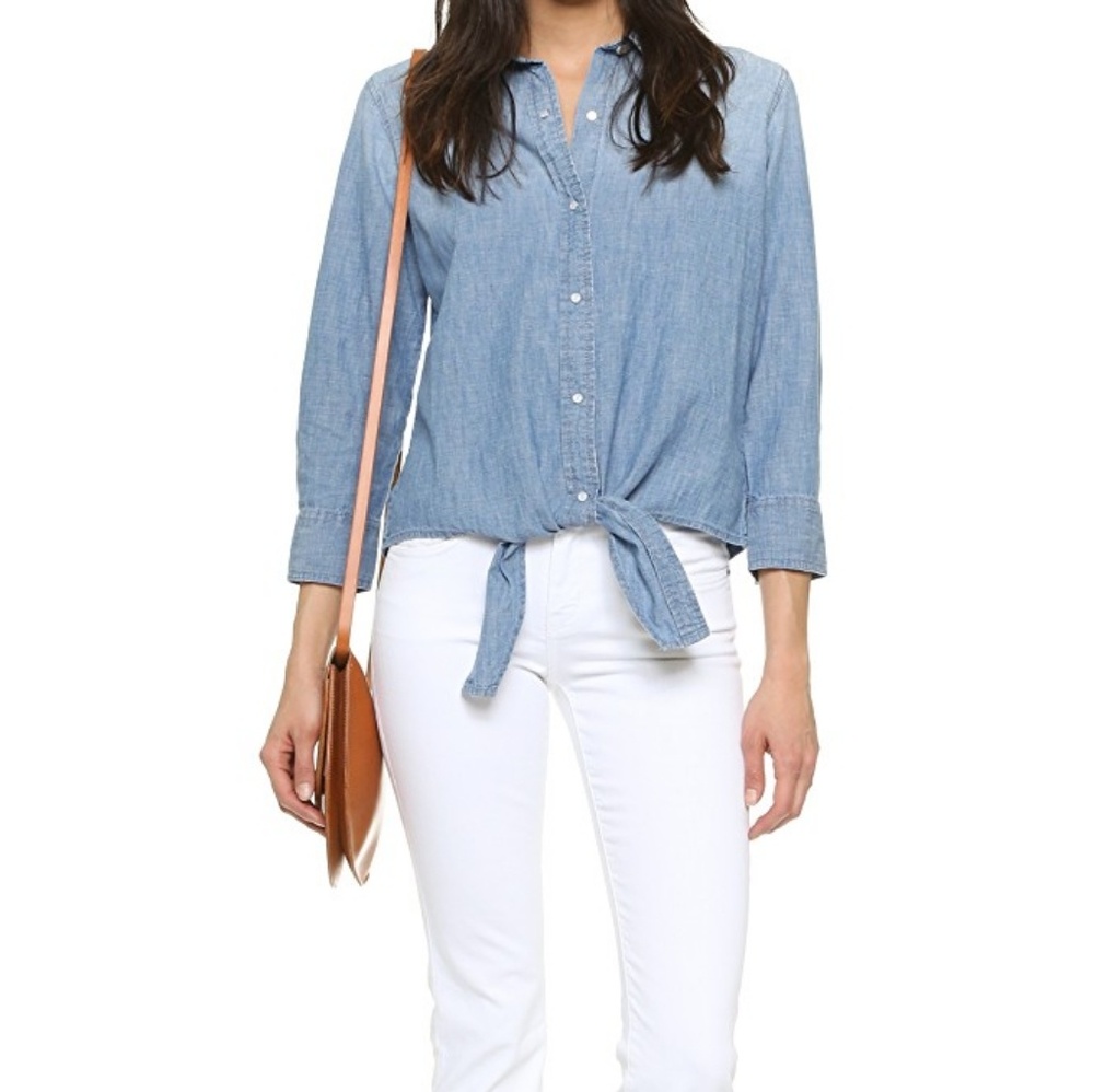 Current/Elliott The Western Tie Front Top Chambray